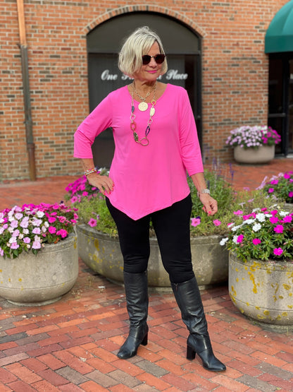 LULU-B HOT PINK ASYMMETRIC TOP
