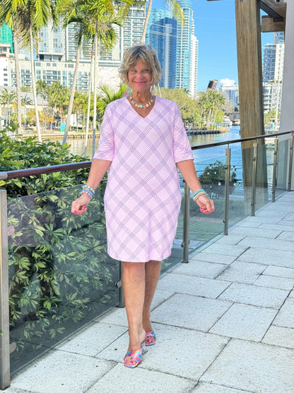LULU B PINK CHIC ELBOW SLEEVE DRESS