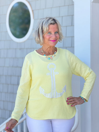 DOCKSIDE NAUTICAL YELLOW STRIPE ANCHOR