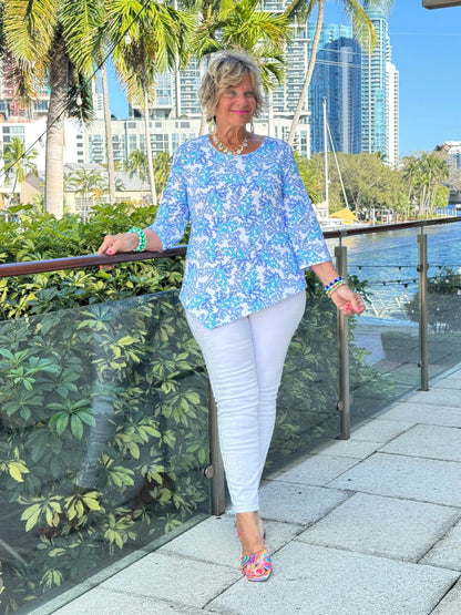 LULU B CORAL BREEZE ASYMMETRIC TOP