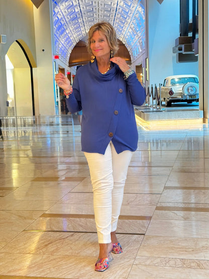 LULU-B SAPPHIRE BUTTON ASYMMETRICAL TOP