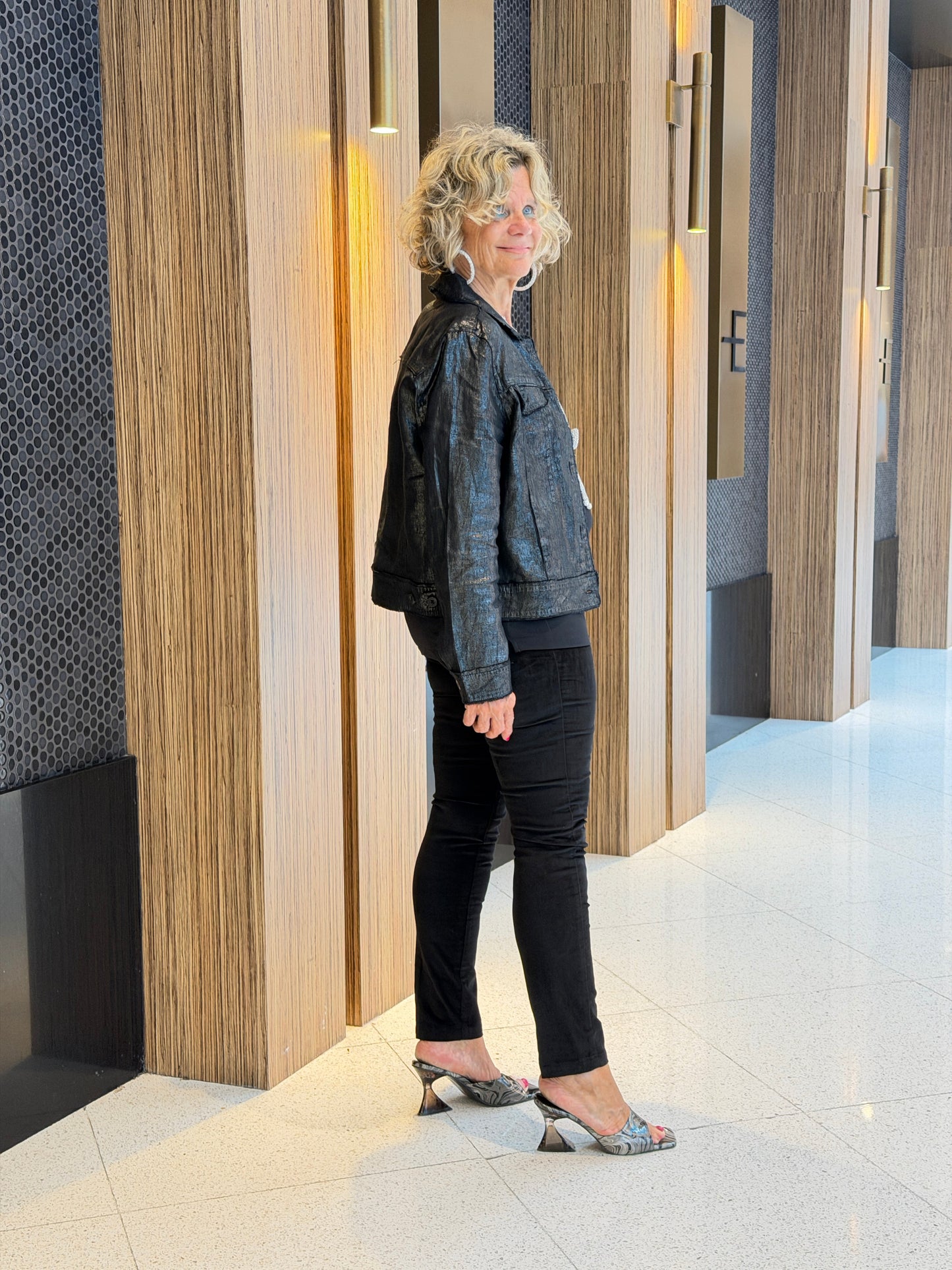 LULU B BLACK METALLIC JACKET