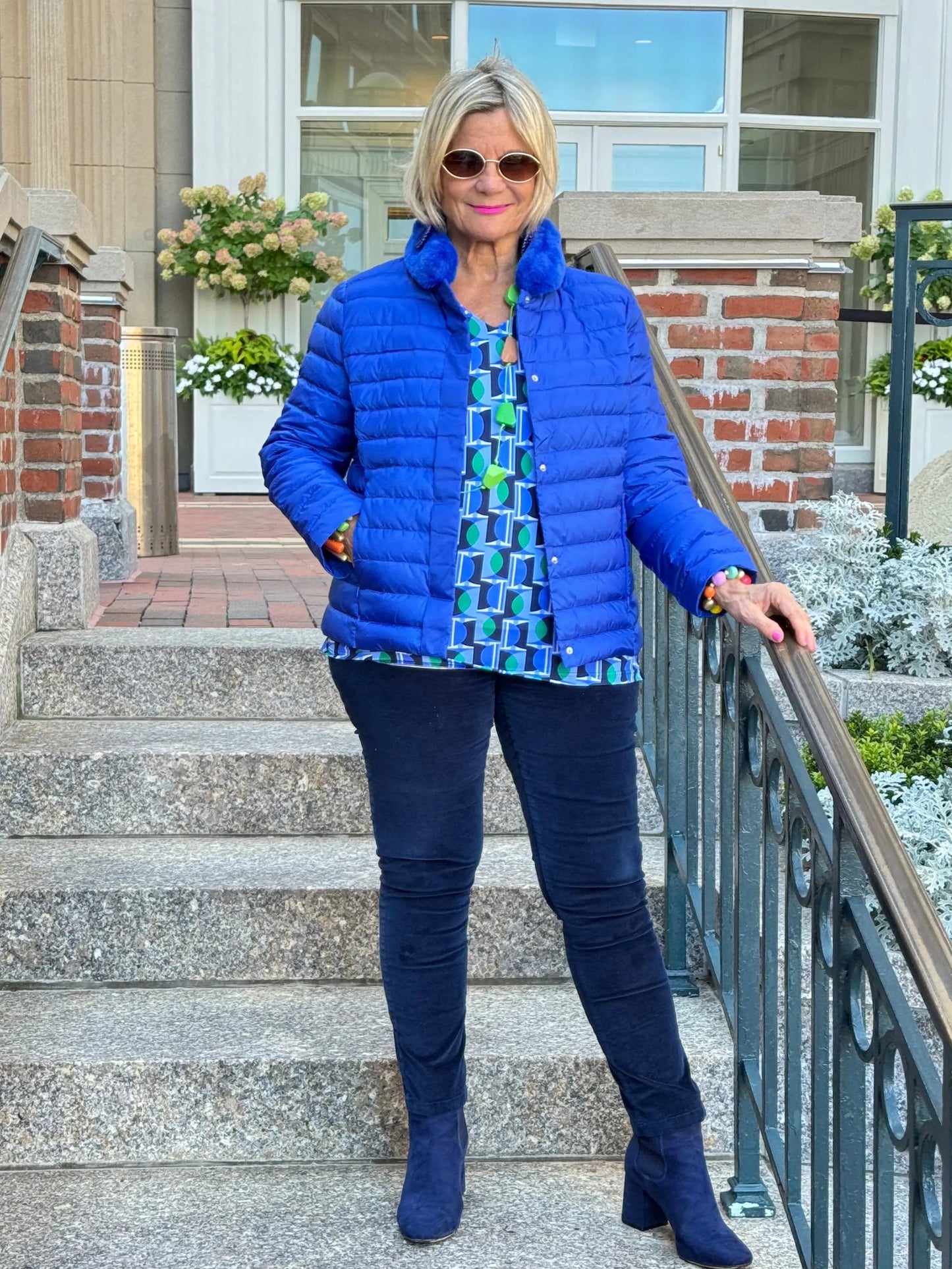 LULLU-B COBALT FAUX FUR PUFFER