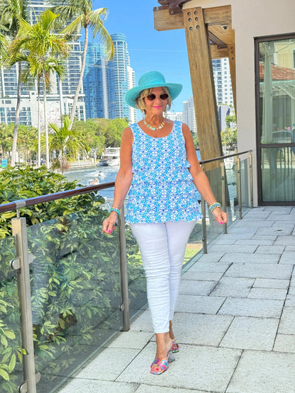 LULU B COASTAL BLOOM CHA CHA TANK
