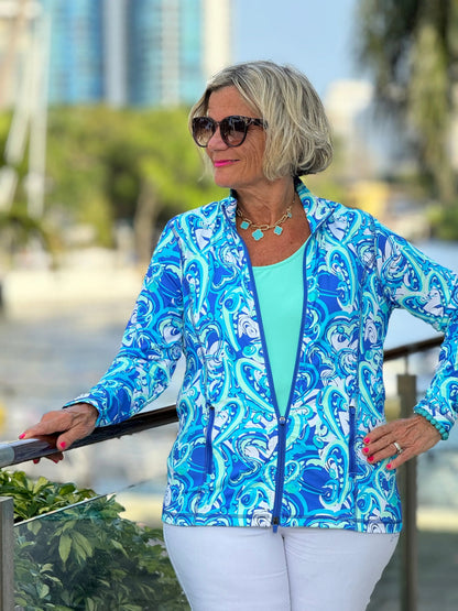 BLUE DREAMING HEARTS FULL ZIPPER