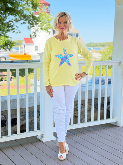 BEACH CLUB YELLOW STARFISH SWEATER