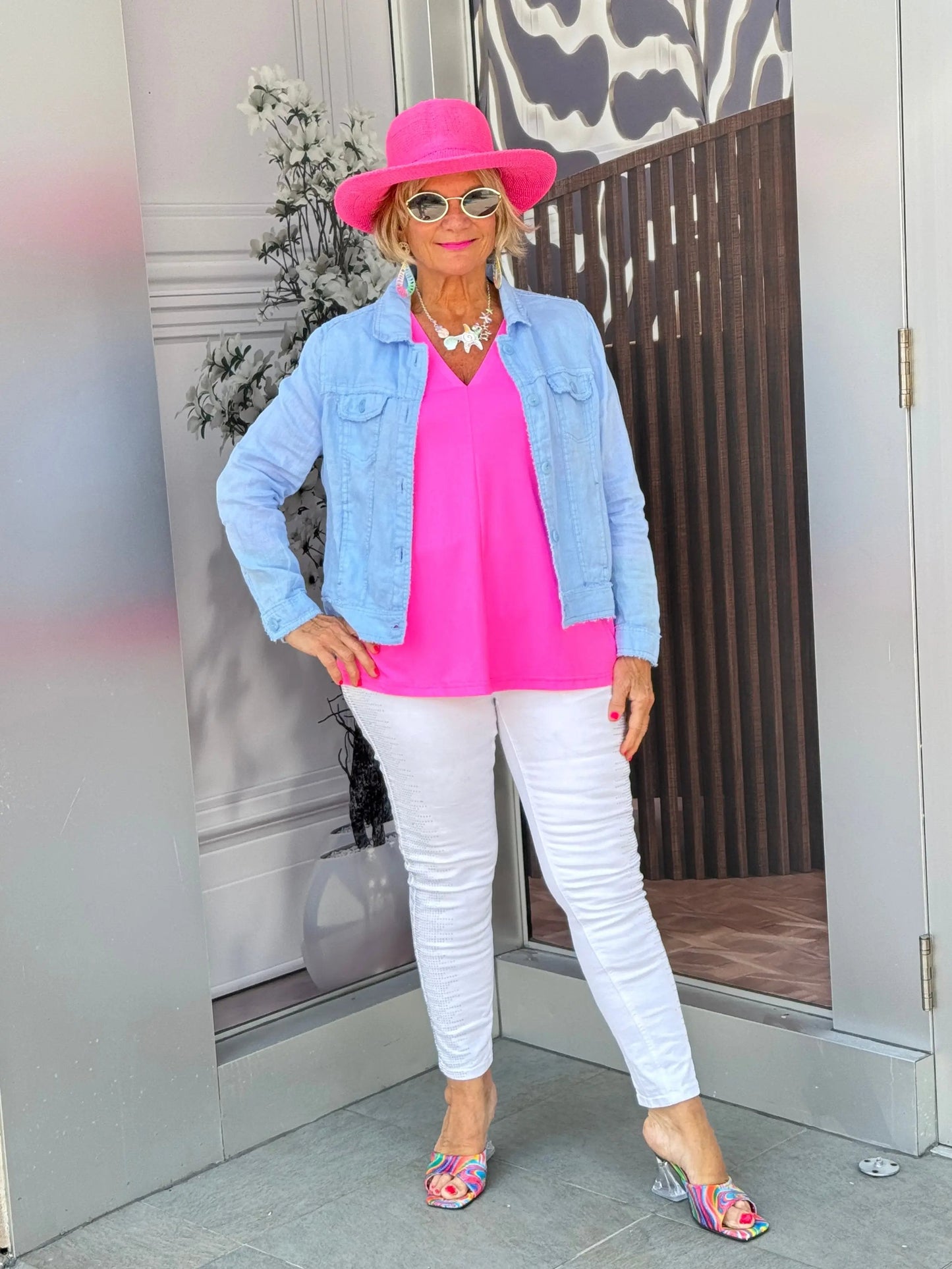 LULU-B CLEAR PERRIWINKLE LINEN JACKET