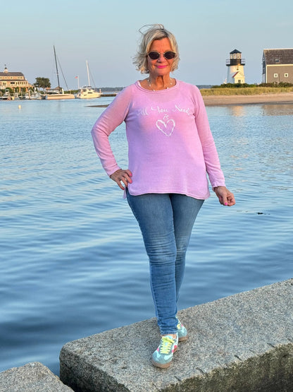 LULU-B LILAC ALL YOU NEED CREW NECK SWEATER