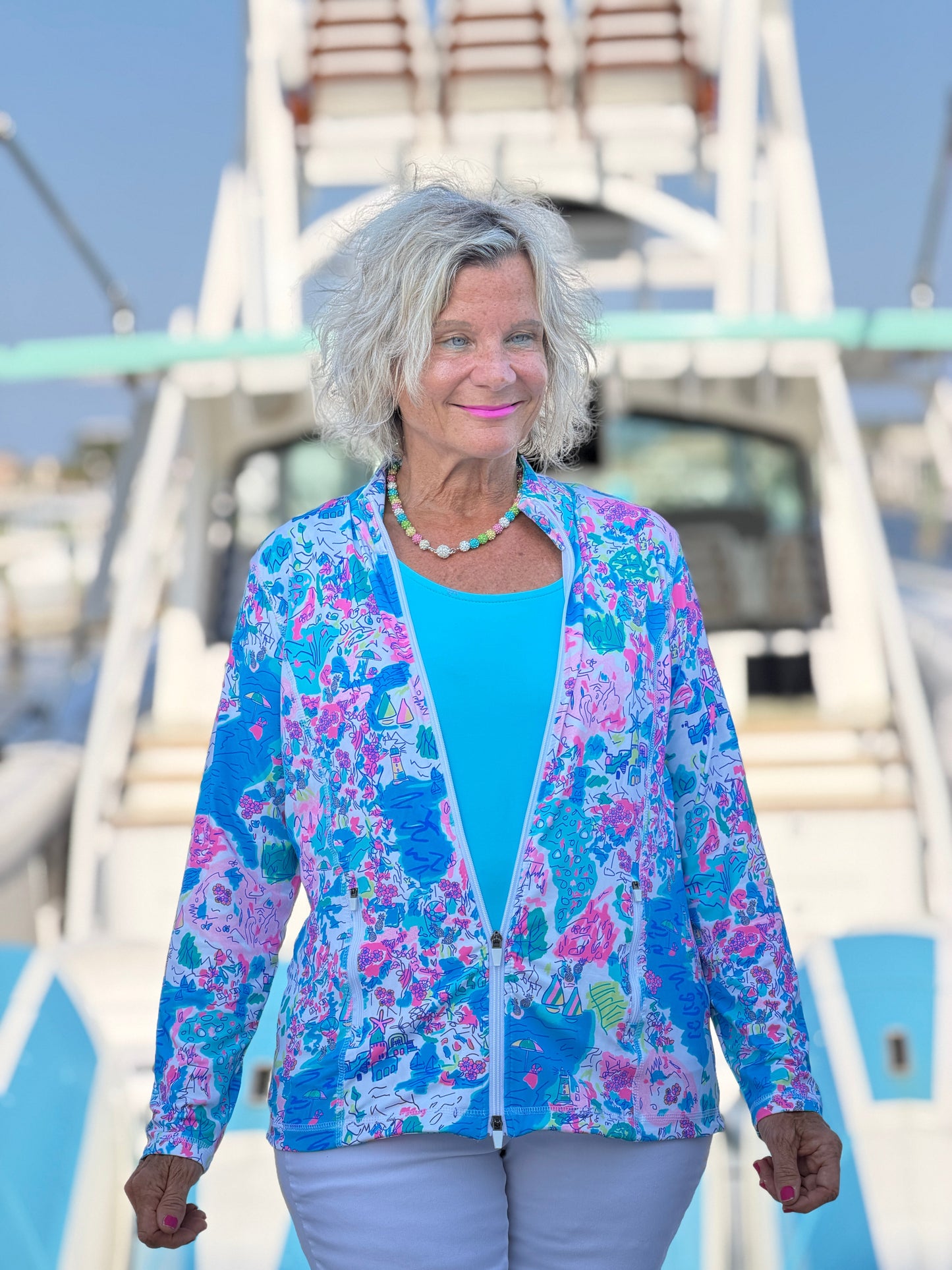 LULU-B PALM BEACH SPLASH FULL ZIPPER