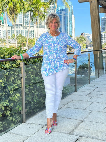 LULU B CORAL BREEZE ASYMMETRIC TOP