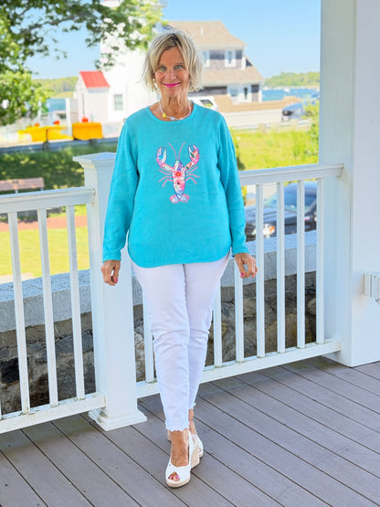 BEACH CLUB AQUA LOBSTER SWEATER