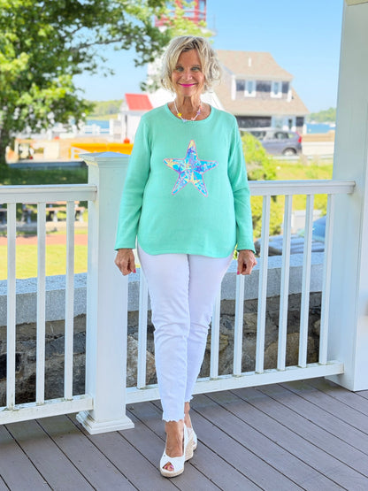 BEACH CLUB SEAFOAM STARFISH SWEATER