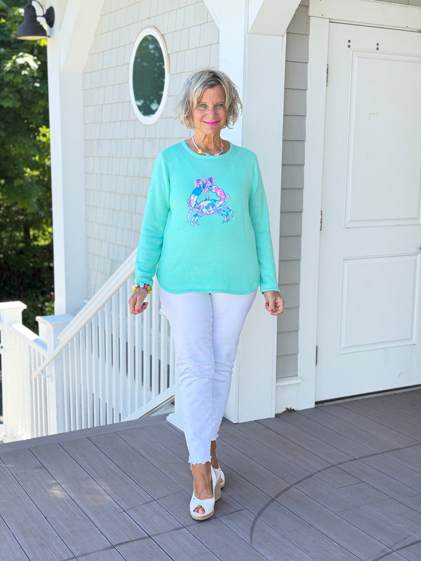 BEACH CLUB SEAFOAM CRAB SWEATER
