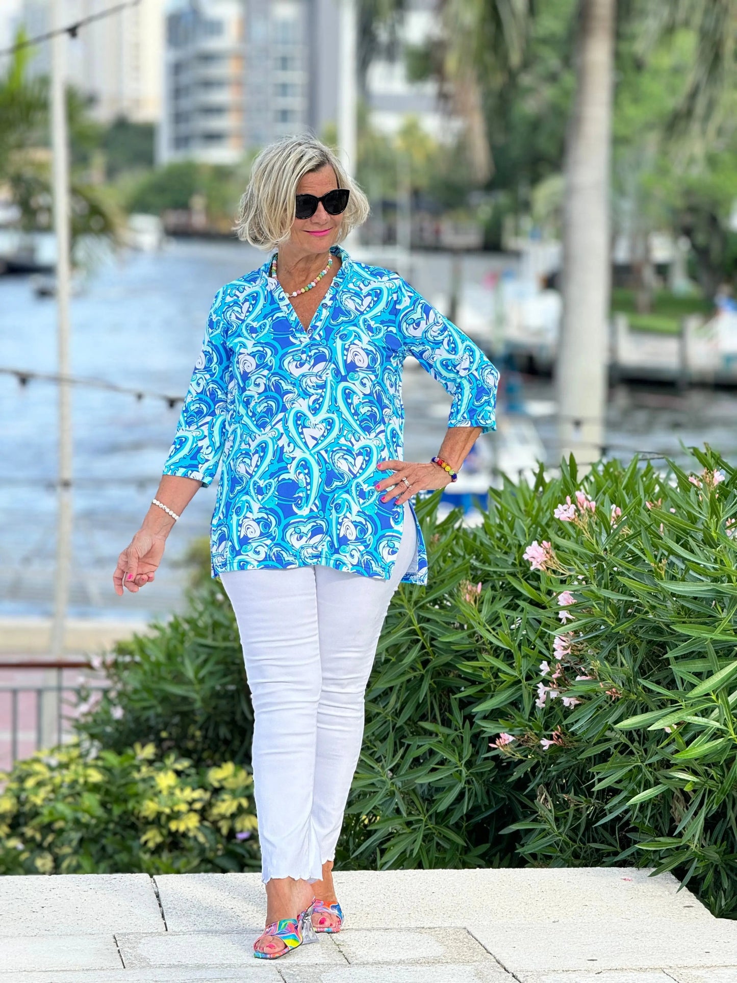 BLUE DREAMING HEARTS TUNIC
