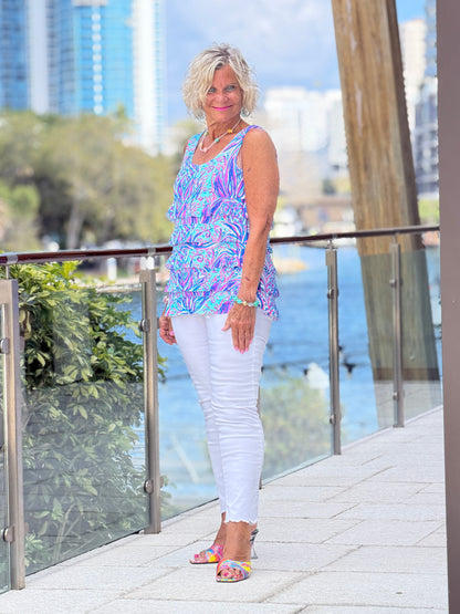 LULU B PALM ROYALE CHA CHA TANK
