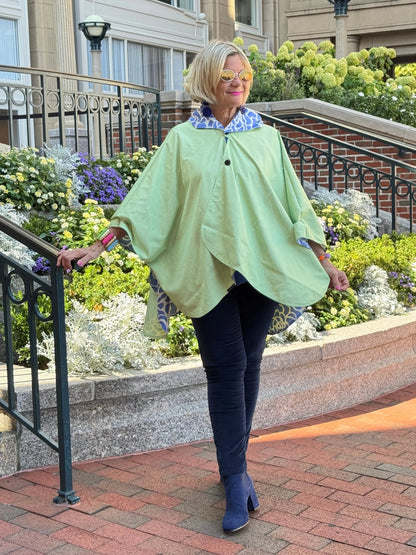 Blue Nautilus Reversible Rain Cape - Coastal Collection