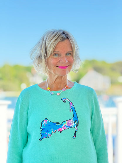 BEACH CLUB SEAFOAM CAPE COD MAP SWEATER
