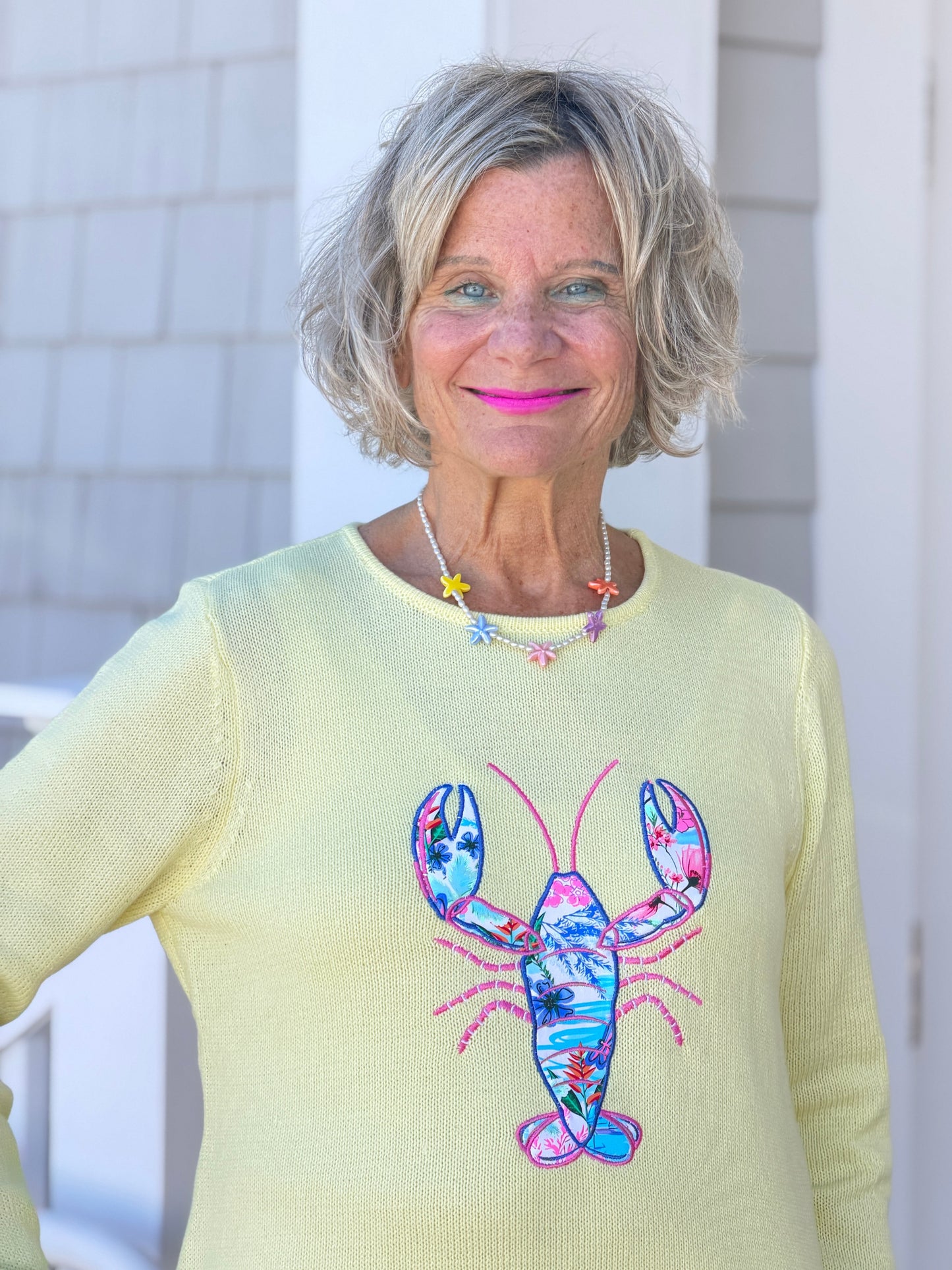 BEACH CLUB YELLOW LOBSTER SWEATER