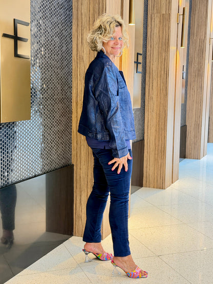 LULU-B NAVY METALLIC LINEN JACKET