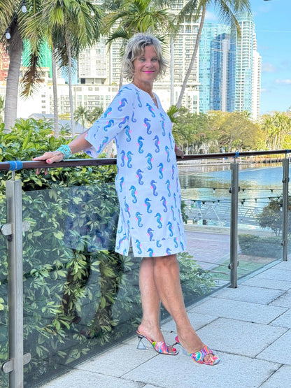 LULU B SHORELINE CHARM NOTCH SLEEVE DRESS