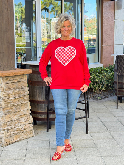 Gingham Heart Luxe Pullover