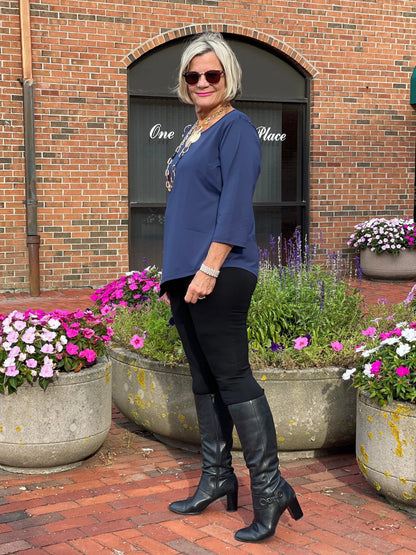 LULU-B NAVY SOLID ASYMMETRIC TOP