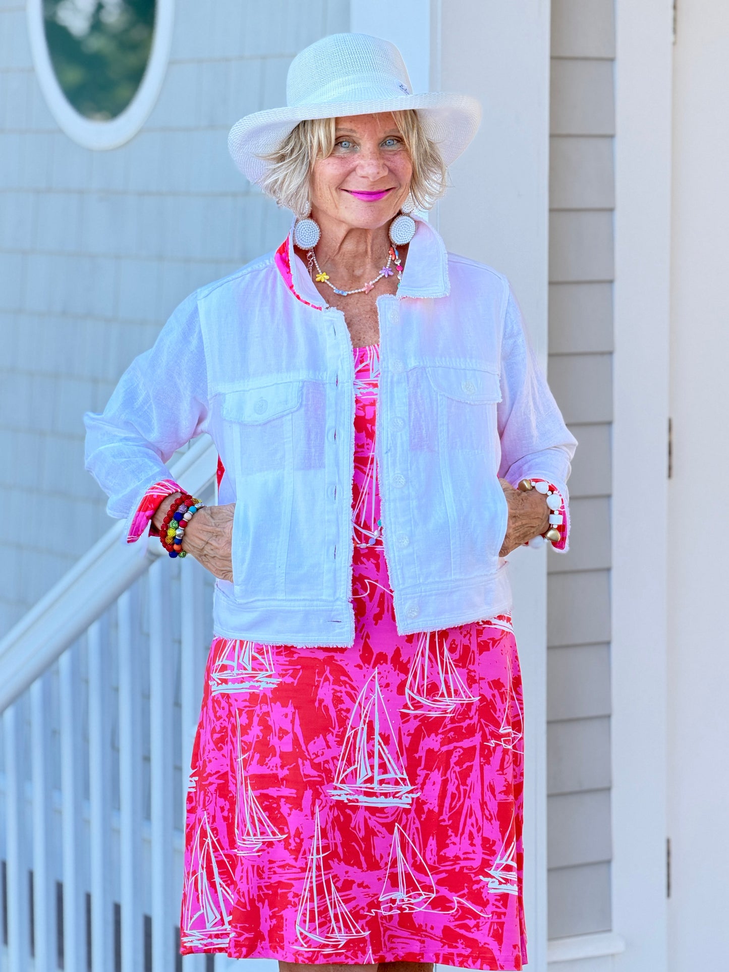 HARBOR LIGHTS RED SAILBOAT DRESS