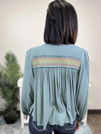 Beautiful And Free Women's Embroidered Long Sleeve Top