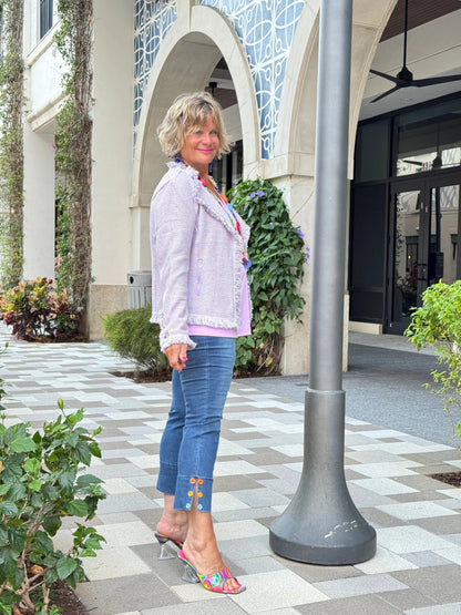 LULU-B CITY LIMIT PINK FRINGE JACKET