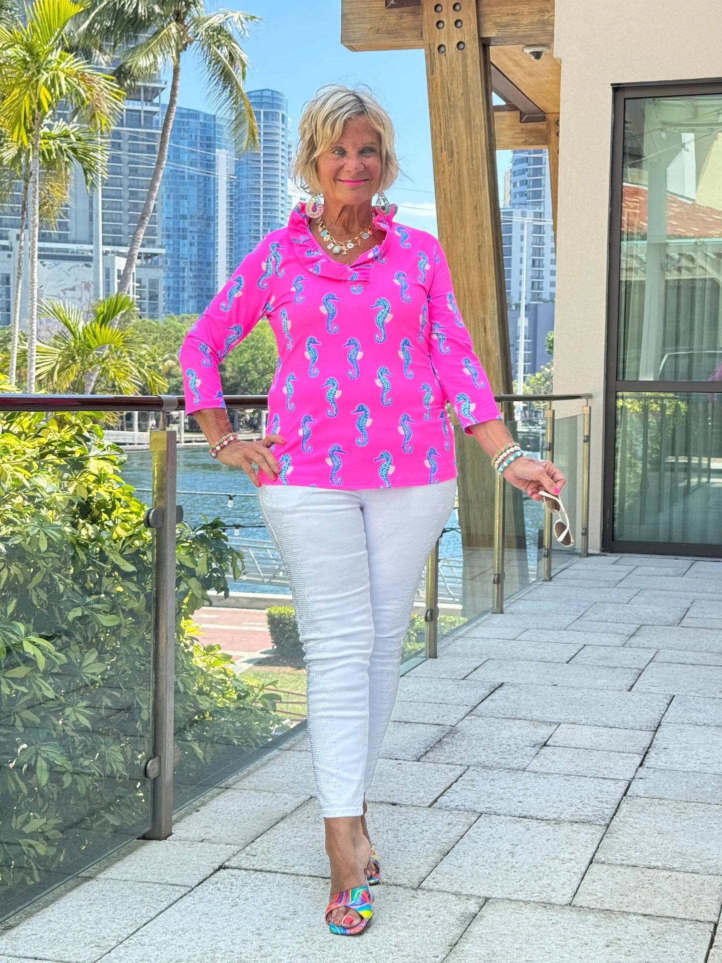 LULU B SEAHORSE BAY RUFFLE TOP