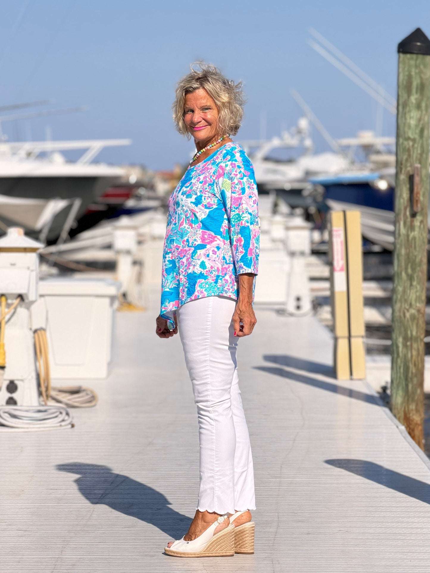 LULU B PALM BEACH SPLASH ASYMMETRIC TOP