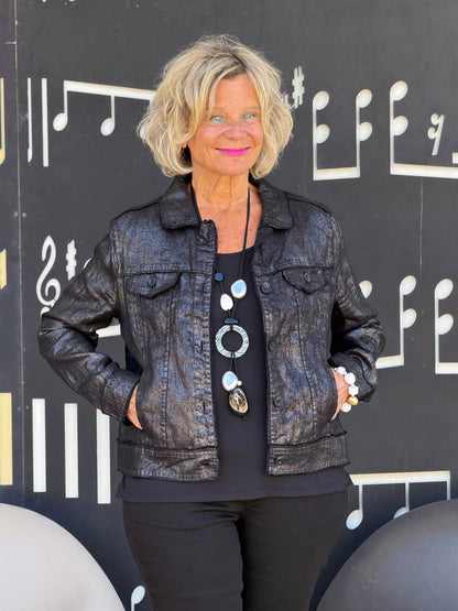 LULU B BLACK METALLIC JACKET