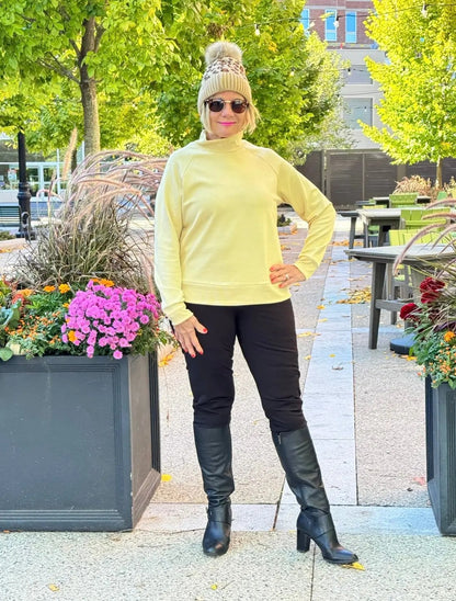 CHAMOIS MOCK NECK TOP