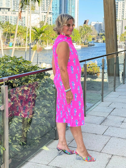 LULU B SEAHORSE BAY MIDI SLEEVELESS 1/4 ZIP MAXI DRESS