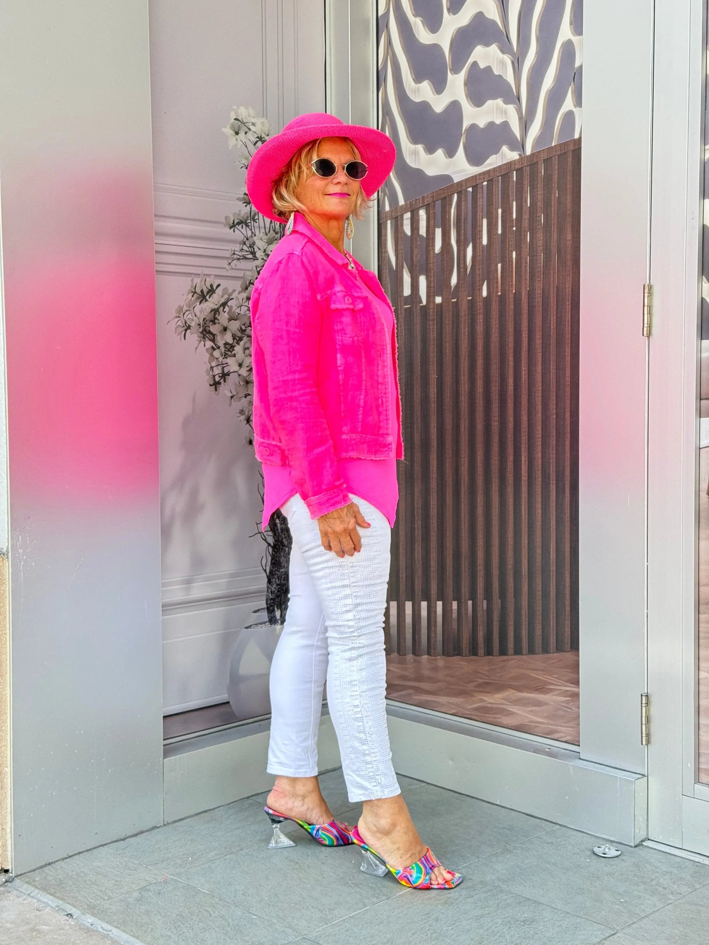 LULU B  HOT PINK LINEN JACKET