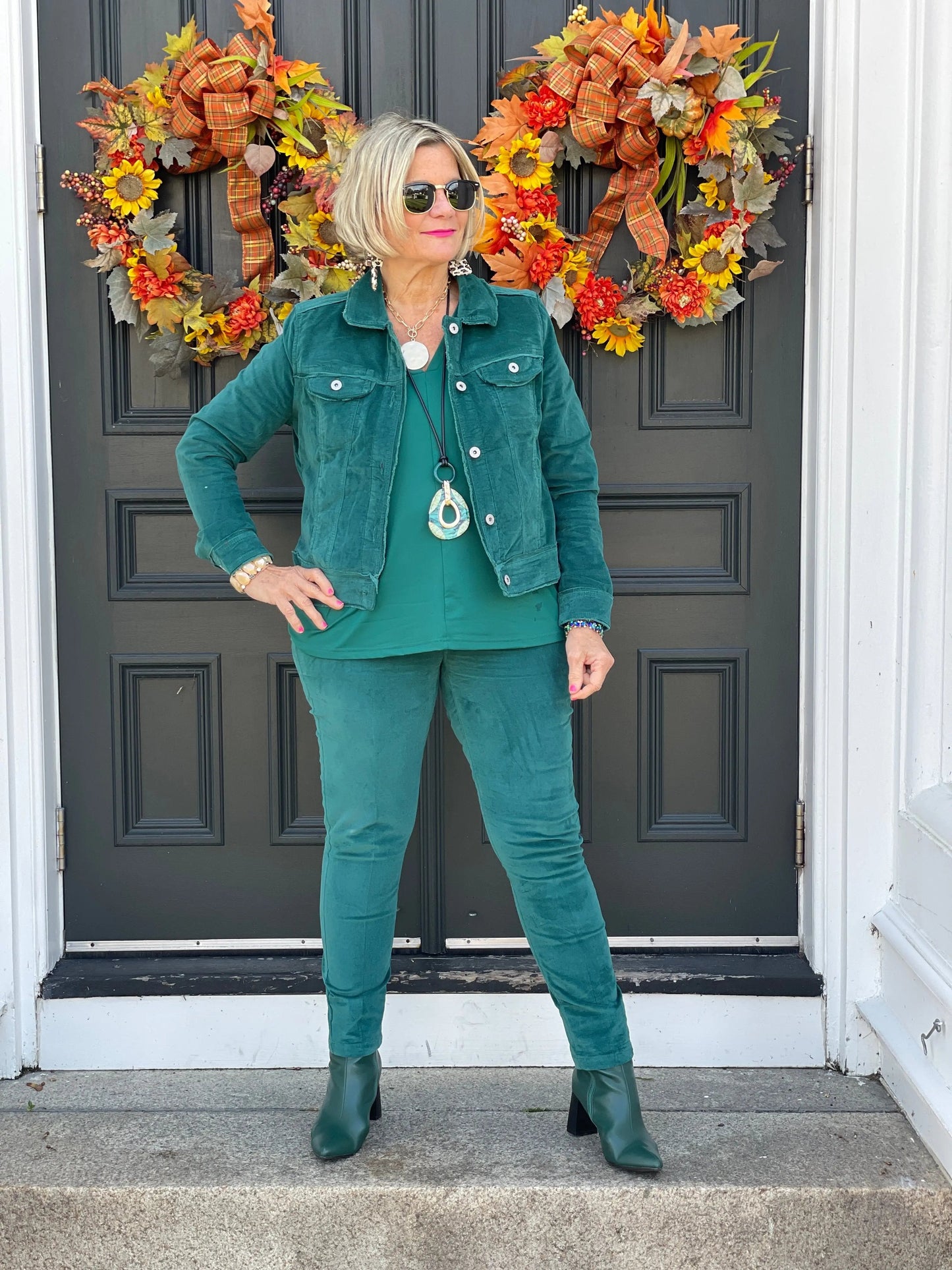 LULU-B EMERALD  VELOUR PANTS