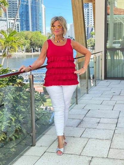 LULU-B CRIMSON RED CHA CHA TANK