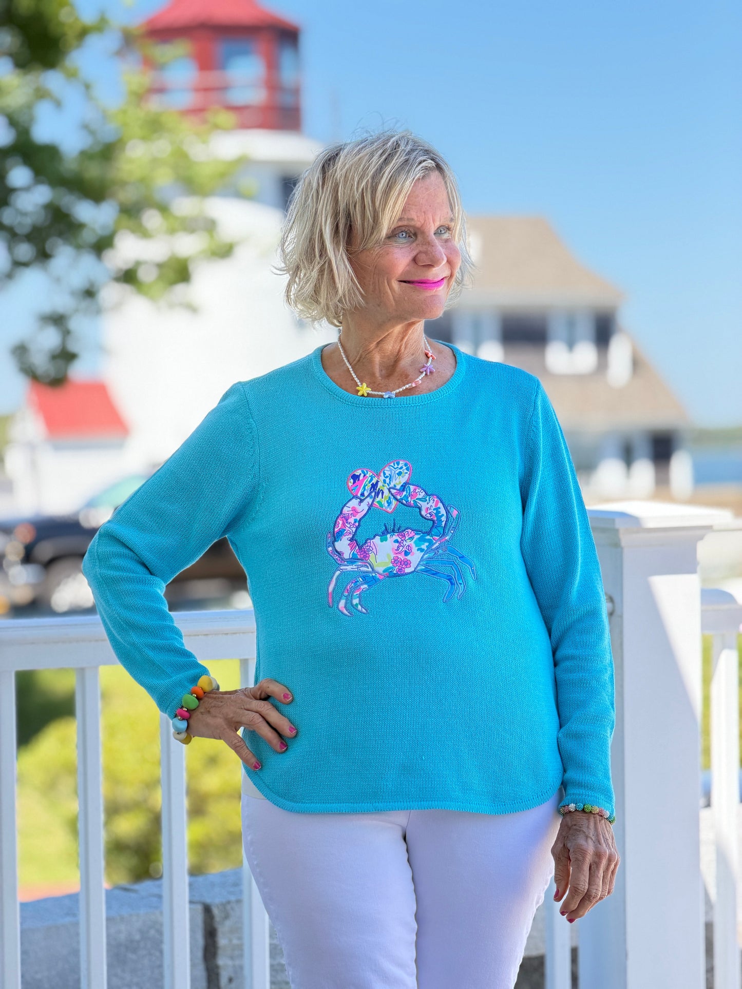 BEACH CLUB AQUA CRAB SWEATER