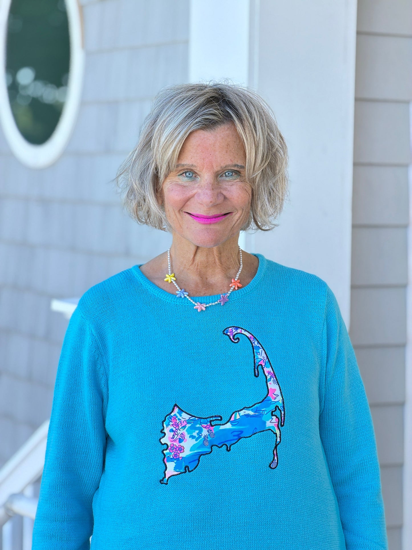 BEACH CLUB AQUA CAPE COD MAP SWEATER