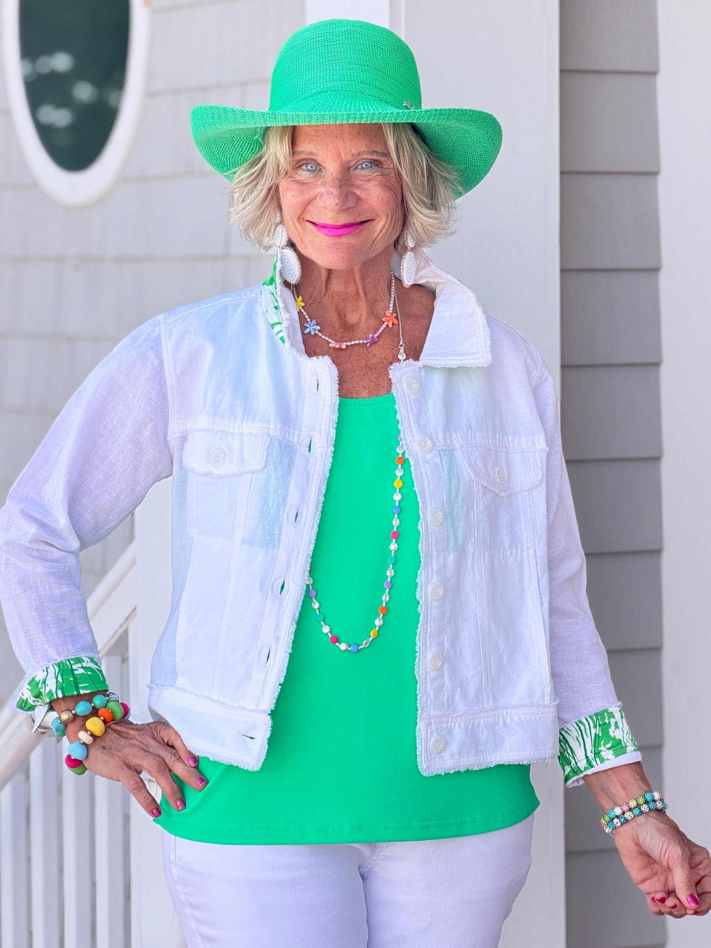HARBOR LIGHTS GREEN LINEN JACKET