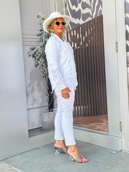 LULU B WHITE LINEN JACKET