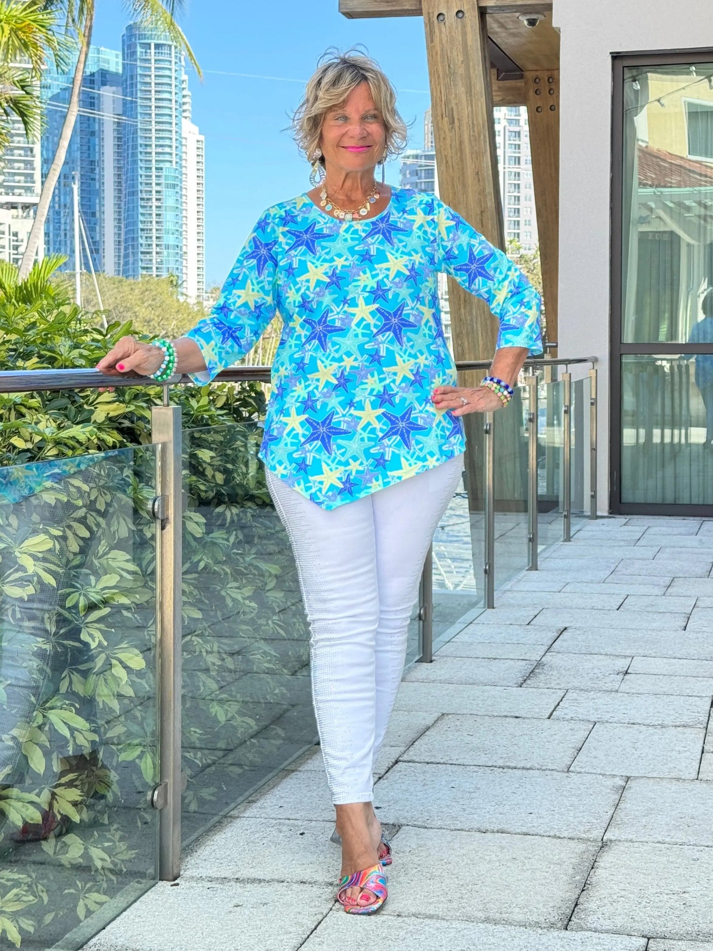 LULU B STARFISH SPLASH ASYMMETRIC TOP