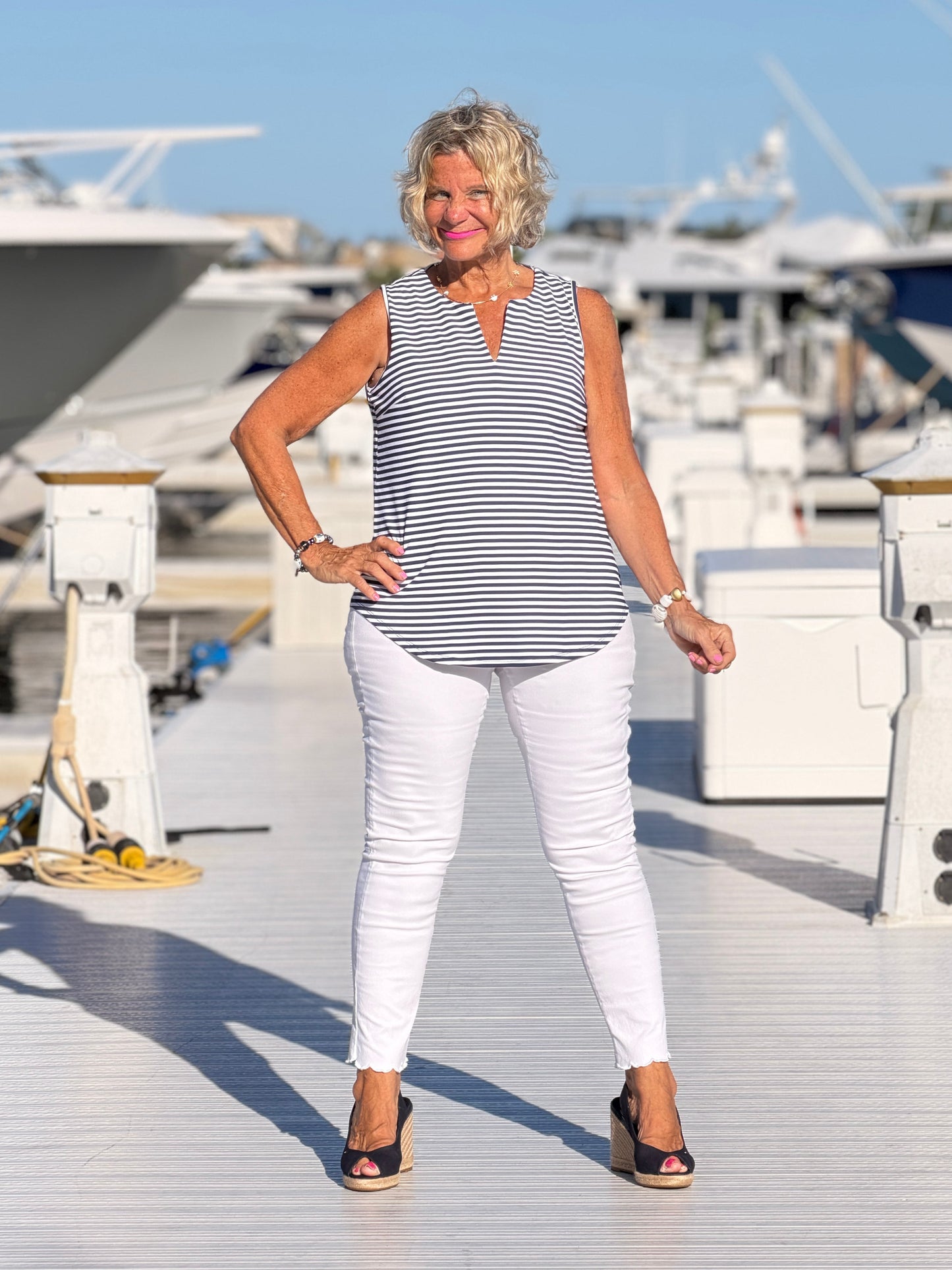 DOCKSIDE NAVY SLEEVELESS TOP