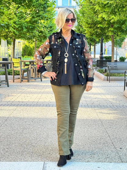 Ethyl The Long  Olive Lean Flair Jean - Elevated