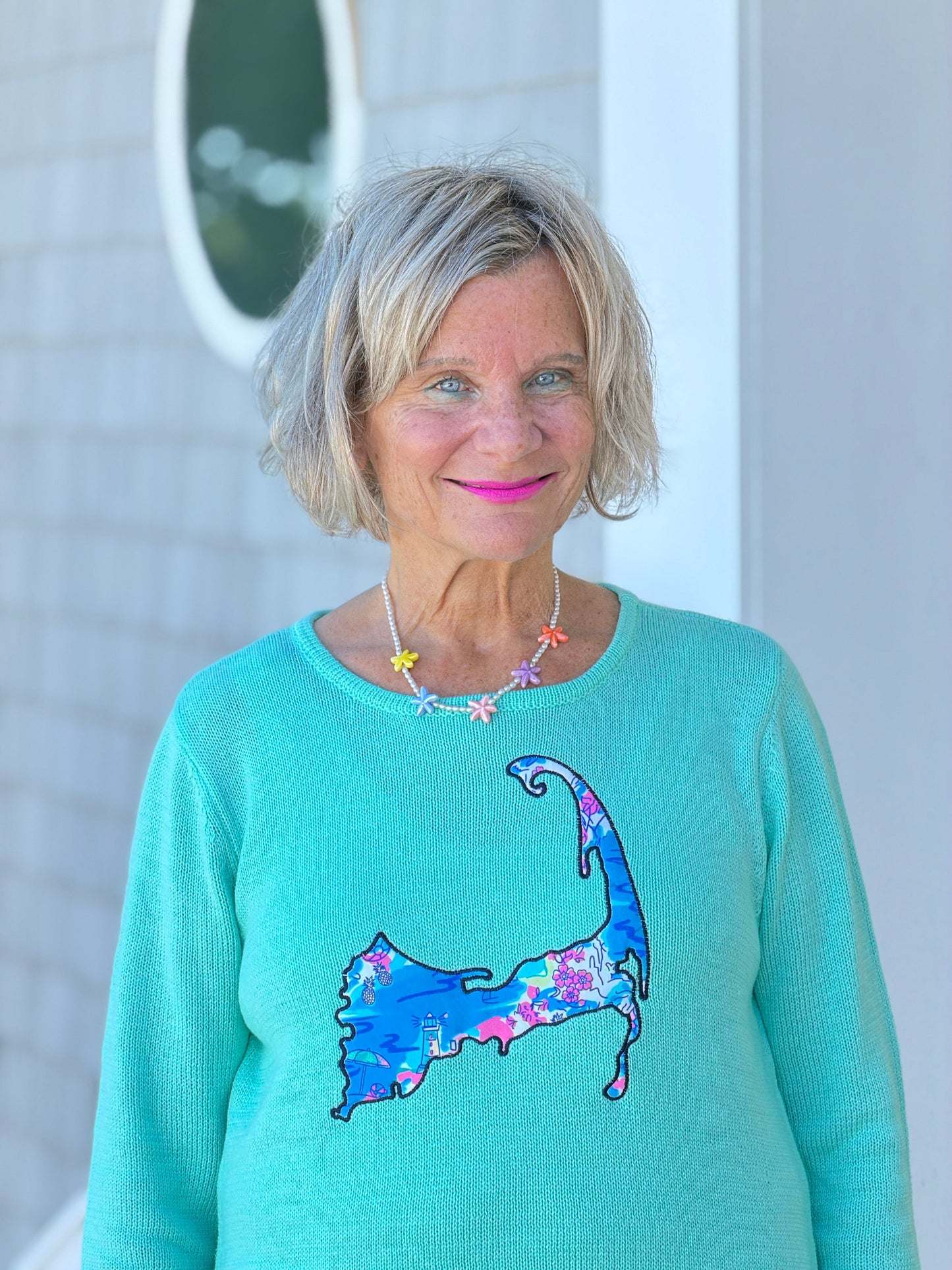 BEACH CLUB SEAFOAM CAPE COD MAP SWEATER
