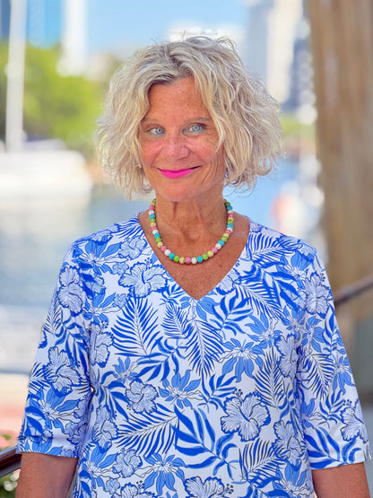 LULU B HIBISCUS COAST ELBOW DRESS