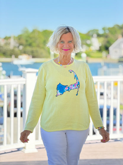 BEACH CLUB YELLOW CAPE COD MAP SWEATER