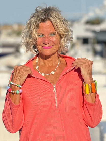 Lulu-b half zipper Salmon scuba dress