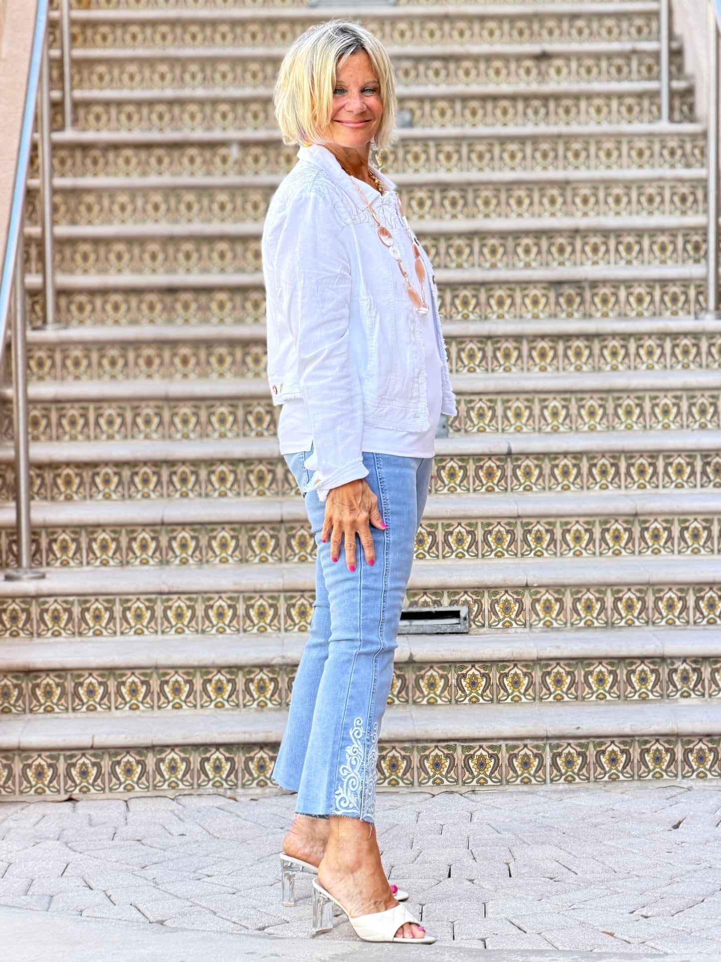 Embroidered Linen Blend Jacket