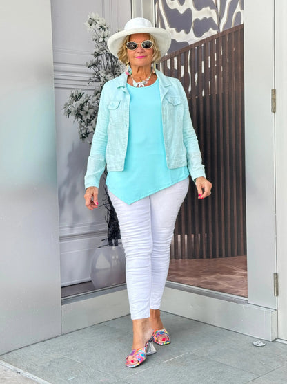LULU B SEA FOAM LINEN JACKET